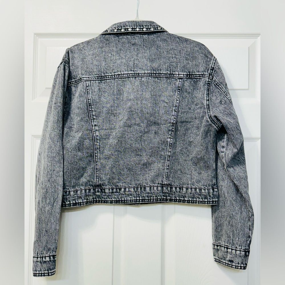 NWOT Rebecca Minkoff Studded Light Black Wash Denim Jean Jacket Women’s Sz L - Picture 3 of 16